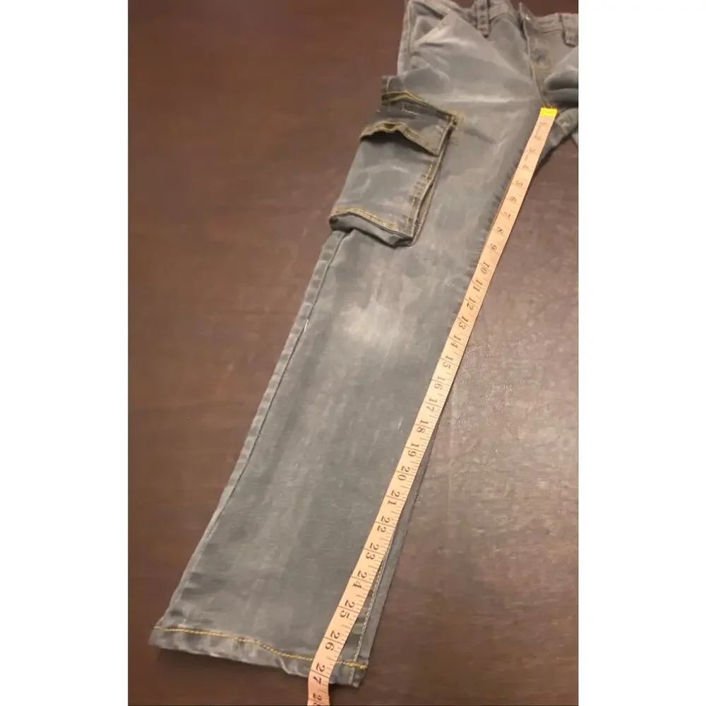 True Religion Ricky Relaxed Straight Cargo Jeans Youth Size 12 Y2K Designer